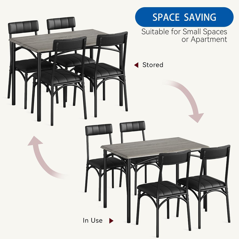 IDEALHOUSE Dining Table Set for 4, Kitchen Table and Chairs for 4 with Uphols...