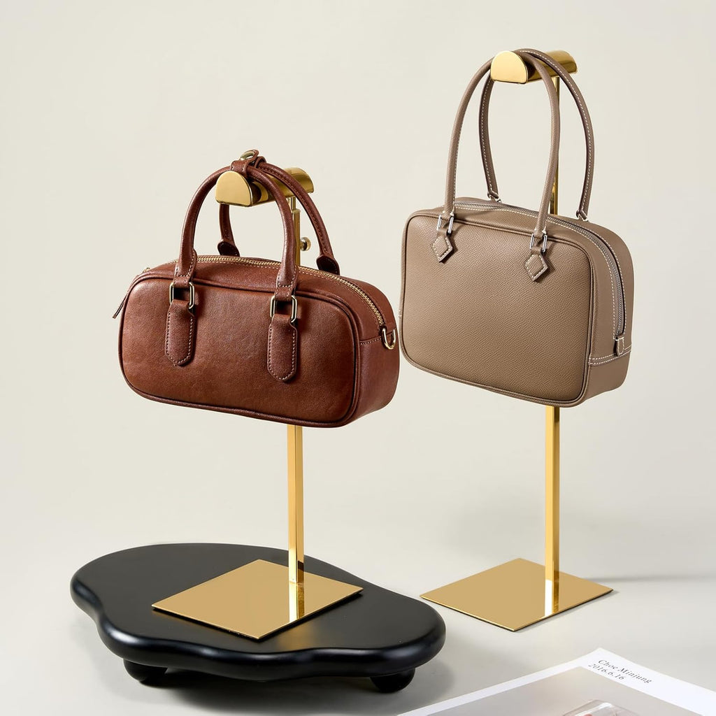 Handbag Display Stands - 2 Pack Stainless Steel Purse Display Stand Adjustable Height Hanging Hook Stands Ornament for Home Store Boutique Counter (Anti-fingerprint)