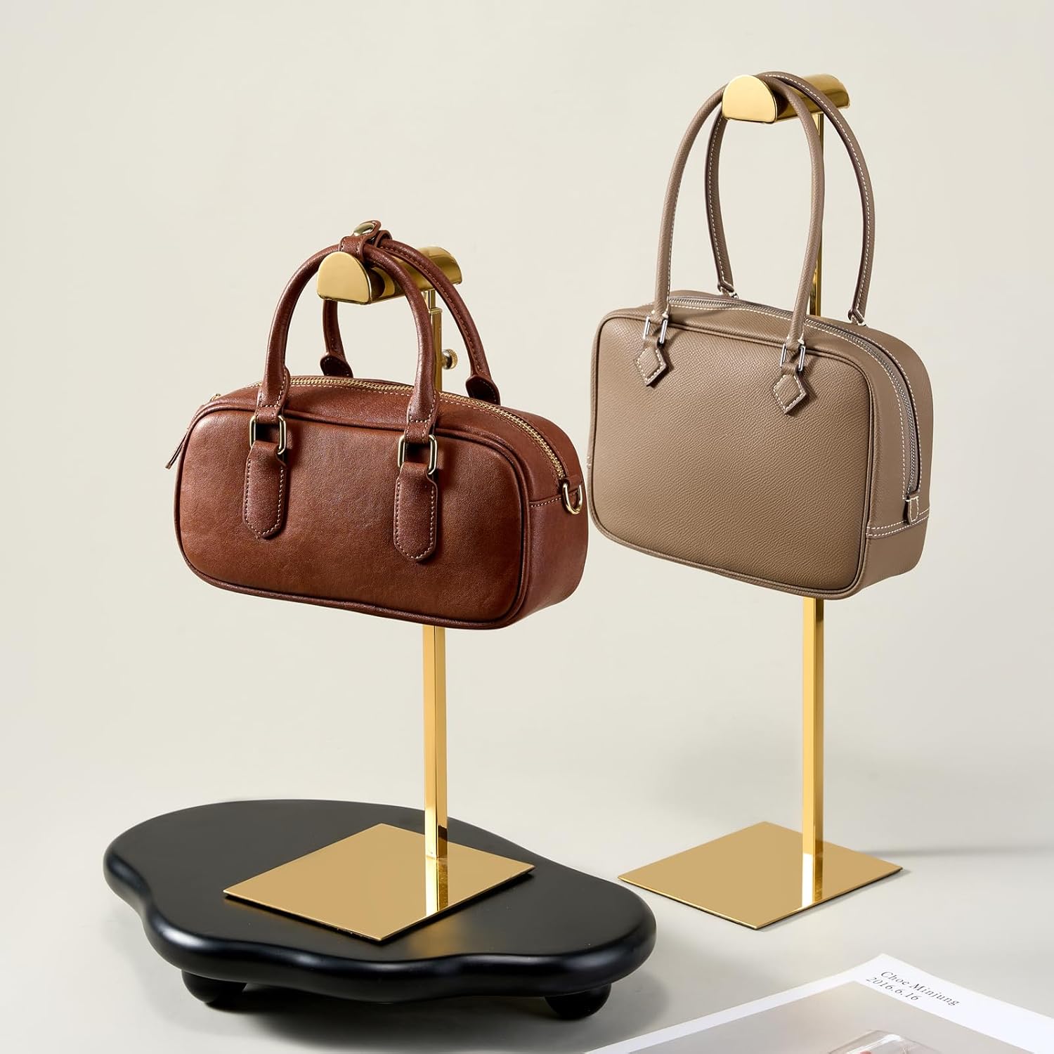 Handbag Display Stands - 2 Pack Stainless Steel Purse Display Stand Adjustable Height Hanging Hook Stands Ornament for Home Store Boutique Counter (Anti-fingerprint)