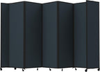 Versare Room Divider 360 Portable Wall Partition | Folding Panels | Large Freestanding Divider | Locking Wheels | Temporary Room Separator | 14' x 7'6'', Blue Spruce