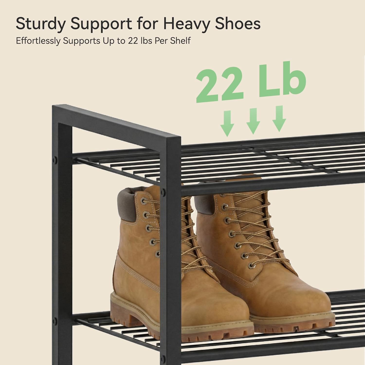 Nunsino Narrow Shoe Rack, 8-Tier Metal Shoe Organizer,Tall Shoe Shelf with Anti-Tip Strap, Max Holds 18 Pairs,Space Saving for Closet,Entryway,Black