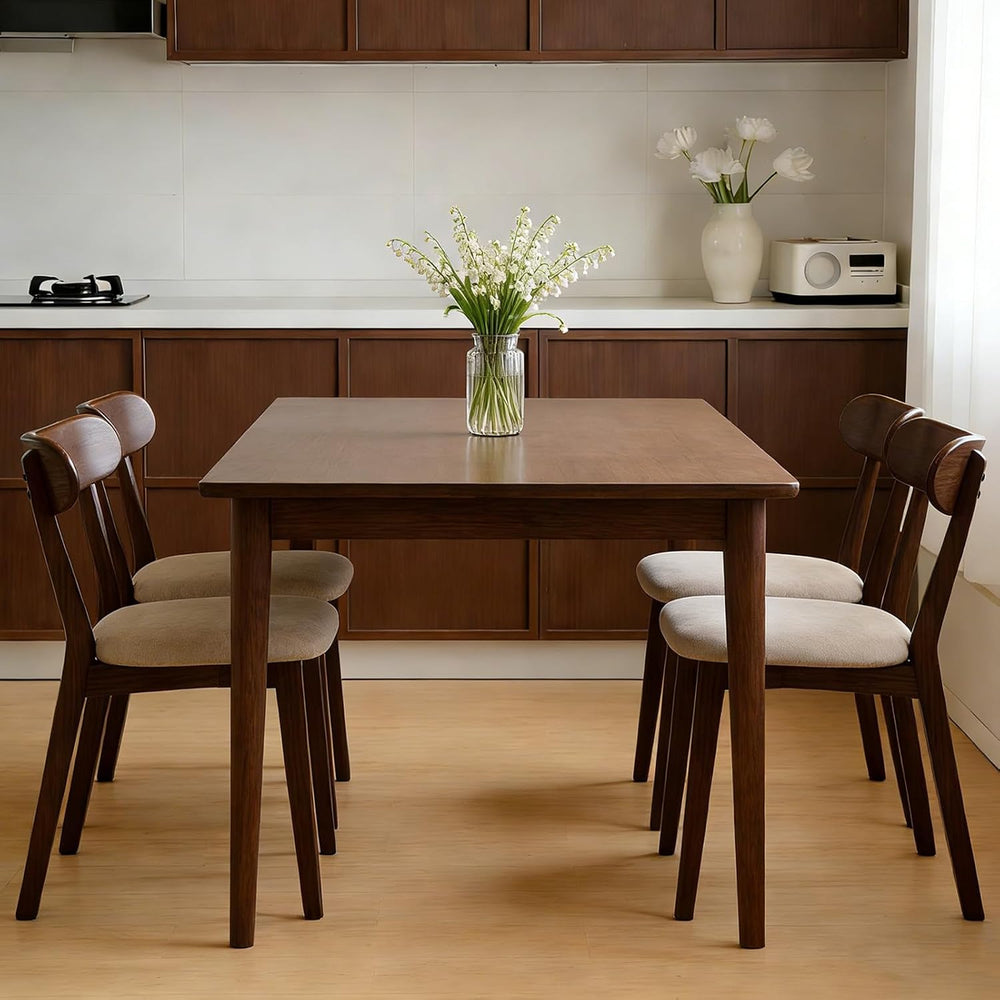 Mid Century Modern Walnut Dining Chairs Set of 4, FAS-Grade Oak, 400 lbs | He...