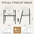 yeag Modern Dining Chairs Set of 2, Upholstered Barrel Dining Room Chairs with Curved Back, Farmhouse Accent Arm Kitchen Side Chairs with Metal Legs for Kitchen, Home, Apartment (Off White)