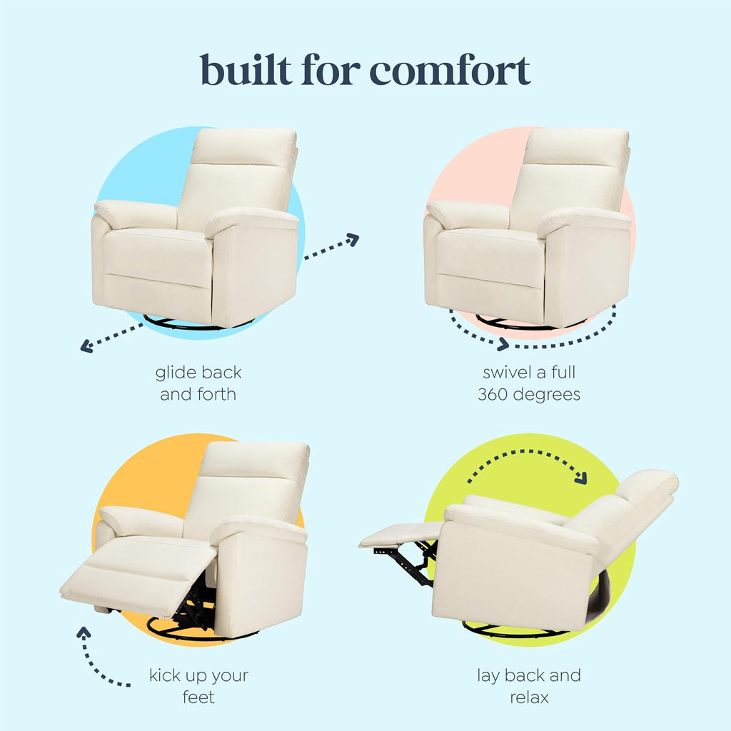 Davinci Suzy Swivel Recliner in Vanilla, GREENGUARD Gold & CertiPUR-US® Certified