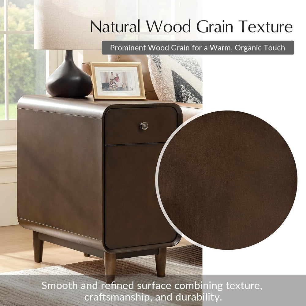 HULALA HOME Narrow End Table with Adjustable Shelf, Mid Century Modern End Ta...