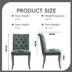 Upholstered Tufted Chenille Dining Side Chairs, Armless Nailhead Trim Chairs with Solid Wood Legs, Modern Farmhouse Chairs for Dining Room, Kitchen & Living Room (Set of 6, Olive Green)