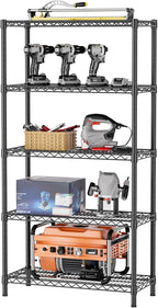 SINGAYE 5 Shelf Adjustable Heavy Duty Storage Shelving Unit 350 lbs per Shelf Steel Organizer Wire Rack Storage for Garage Office Pantry Ktichen Black 14" Dx36 Wx72 H