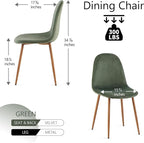 NORDICANA Set of 4 Dining Kitchen Mid-Century Modern Chairs with Metal Legs and Velvet Cushion for Living Room Kitchen Small Space, Dusty Sage Green