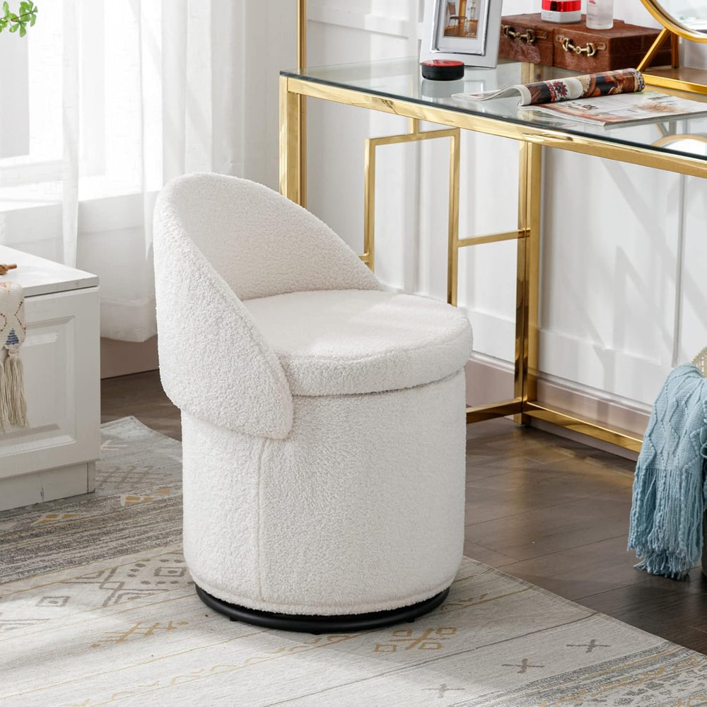 HEAH-YO Modern Vanity Stool Set of 1, Swivel Vanity Ottoman Stool with Storag...