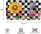 LEHAHA Rectangular Melamine Sunflower Serving Tray, 2-Piece Hydrangea Serving Platter Set, 17.5" x 10" Colorful Trays/Platters Sets for Outdoor and Indoor Dining and Entertaining Parties,Black Plaid