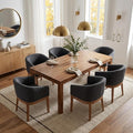 Dining Chairs Set of 6 Mid-Century Modern Dining Chairs, Linen Upholstered Kitchen Dining Room Chairs, Curved Backrest Dining Chair with Wood Legs, Charcoal