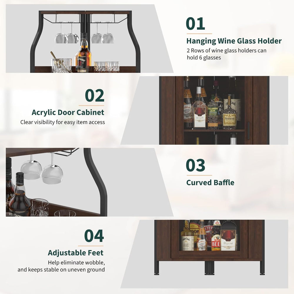 IDEALHOUSE Corner Wine Cabinet with Removable Wine Rack, Industrial Wine Cabi...