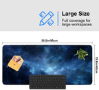 Galaxy Mouse Pad – Large Extended Desk Mat 35.43 x 15.75 in – Deep Space Nebula Starry Sky Design, Non-Slip Base, Waterproof Surface, Oversized Keyboard & Mouse Pad for Gaming or Office