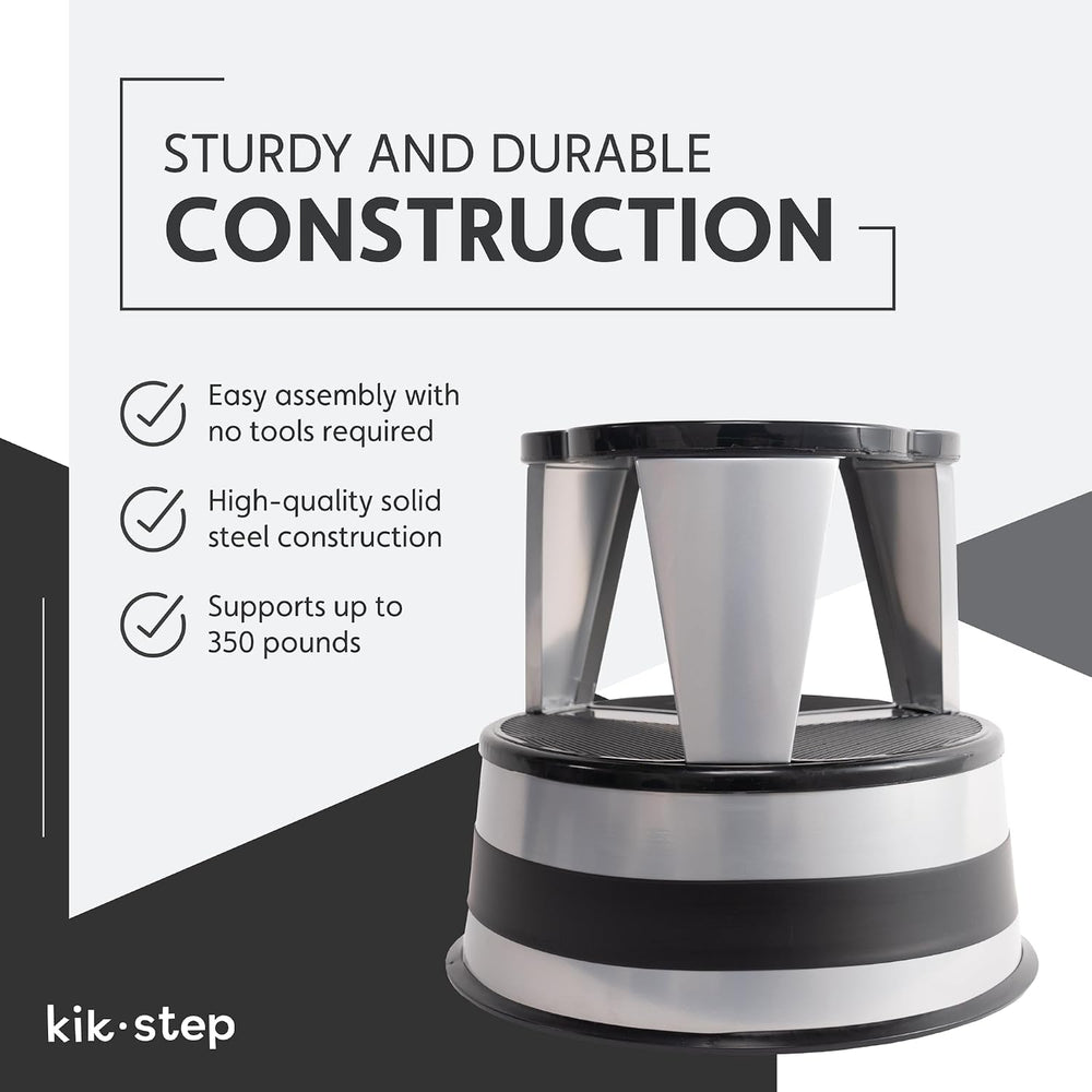 Cramer Kik Step Steel Step Stool - Two Step Stool, Holds 350 lbs (Silvertone)