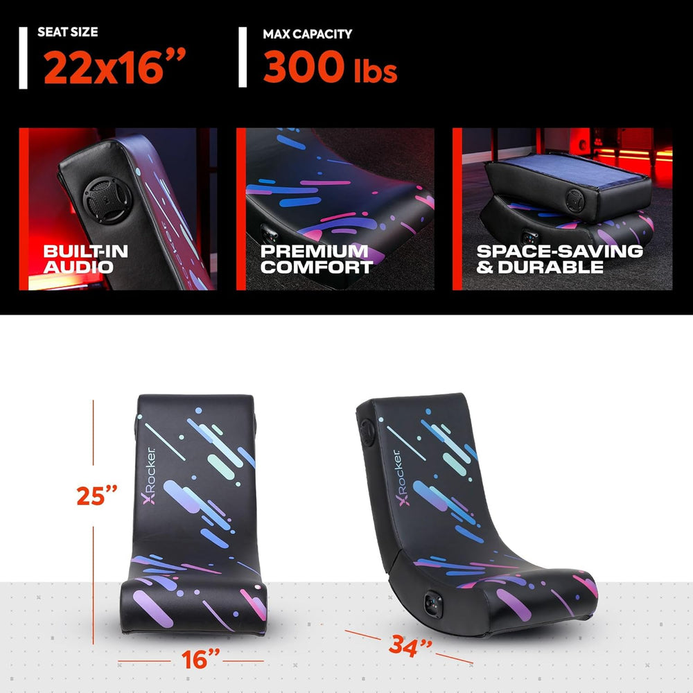 X Rocker Video Gaming Floor Rocker Chair, Built-in Audio, Foldable, for Gamer...
