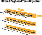 CCCEI 3 Modular Pegboard Strip Storage, Metal Peg Slat Wall Mount for Garage, Basement, Garden, Laundry Room Organization. Flexible Tool Organizer for Rake, Shovels, Crafting. Gifts for Men, Yellow.