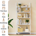 CozyDH Wooden Ladder Shelf, White Ladder Bookshelf Narrow 5-Tier,Ladder Shelf Bookcase Storage for Living Room, Bedroom, Home Office,23.6''Dx15.7''Wx55.1''H