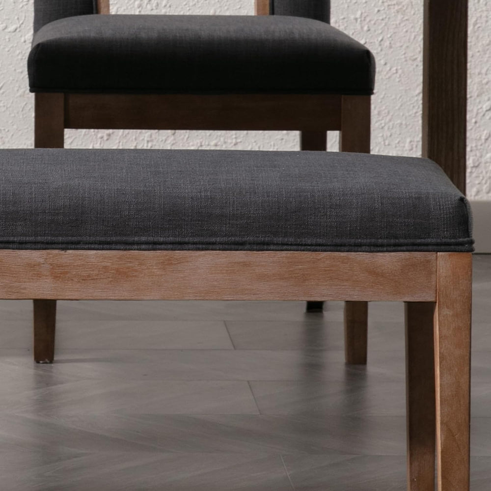 Linen Dining Bench Upholstered Entryway Bench Farmhouse Shoe Bench Seat Ottom...