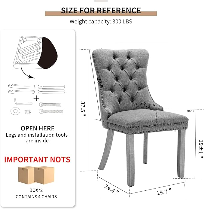 Mid Century Modern Dining Chairs Set of 4, Velvet Upholstered Kitchen & Dining Room Chairs with Nailhead Trim & Brushed Silver Metal Legs, Tufted Kitchen Chairs, Sillas De Comedor (Sky Blue, 4 Pcs)