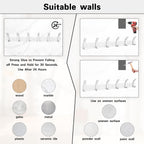2 Pack Coat Rack Wall Mount,17.3 in Wall Hooks for Hanging, Coat Hanger Wall Mount Towel Rack Hat Rack for Wall with 12 Hooks for Entryway, Bedroom, Bathroom (White)