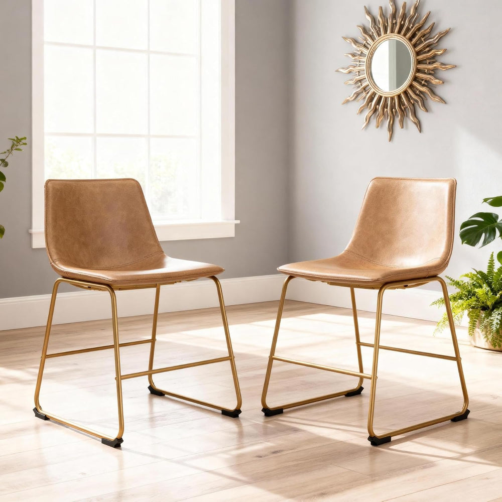 Signature Design by Ashley Dining Chairs Set of 2, Mid Century Gold, Toast | ...