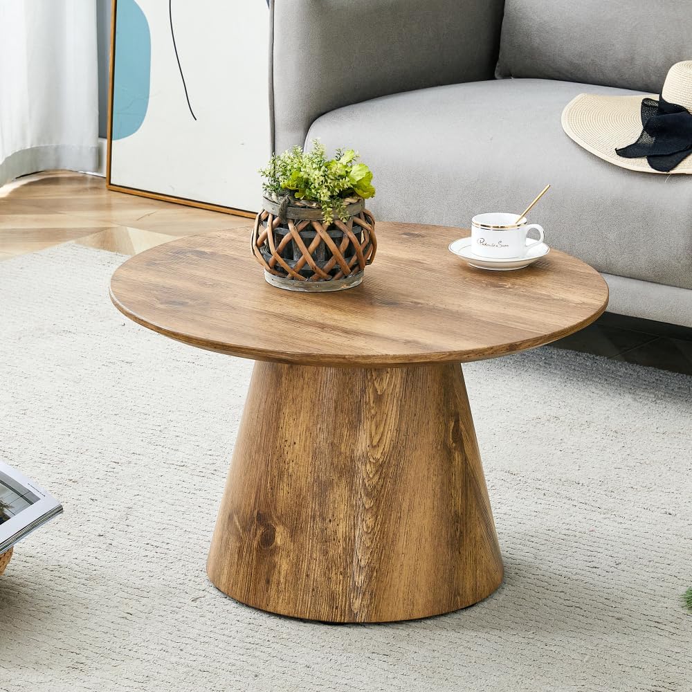Nesting Coffee Table Set, Round Wood Grain Veneer, Mid-Century Modern | Class...