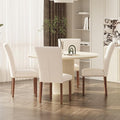 Stylish Dining Chairs Set of 4, Upholstered Parsons Dining Room Chair with Nailhead Trim, Kitchen Room Chair with Thick Cushions and Wood Legs, Nailhead Trim, Beige
