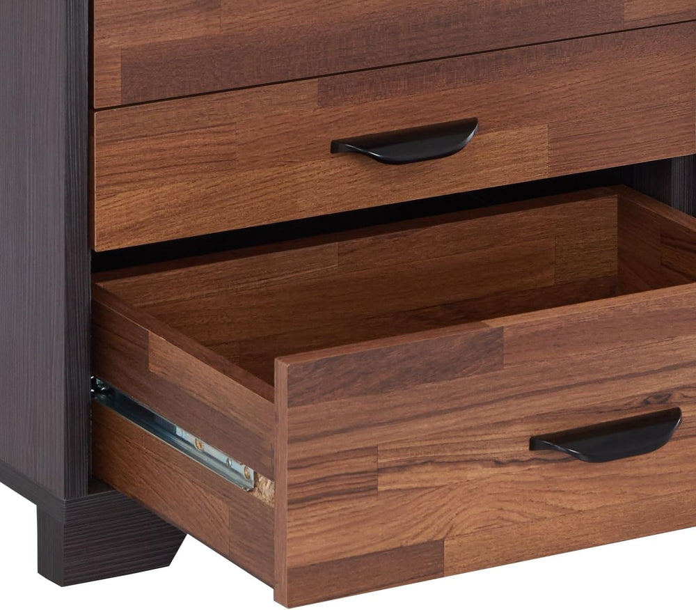 BIGTO Walnut & Espresso Finish Accent Side Table Synthetic Wood End Table...