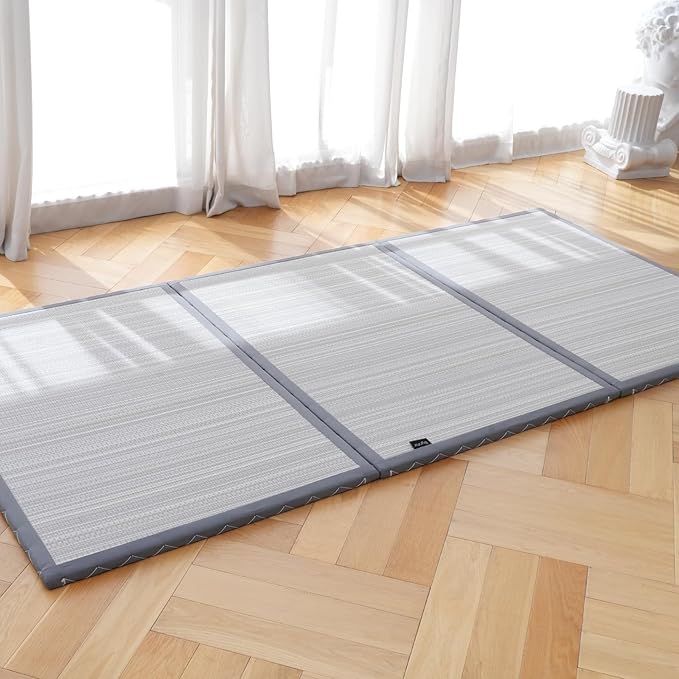 Zonli Japanese Tatami Mat, Foldable Floor Sleeping Pad Futon Mattress, Made from Natural Coconut Shell Fiber & Jute Fiber, Firm Traditional Floor Bed Full 54"x80"