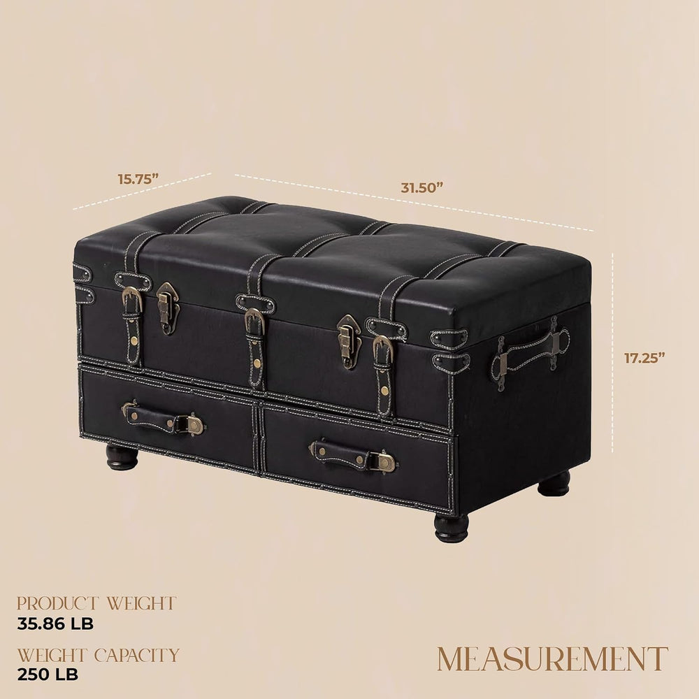 COZAYH Vintage Storage Bench Upholstered Mid-Century Storage Ottoman Bed Benc...