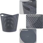 6 Packs 30 Liter Round Plastic Laundry Baskets, Grey Clothes Hamper, Large Basket for Storage