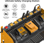 CRST Power Tool Organizer Wall Mount with Charging Station, Cordless Drill Holder with 8-Outlet Power Strip, Modular Garage Organization Storage Rack Shelf, DIY Pegboard, Gift for Men Yellow