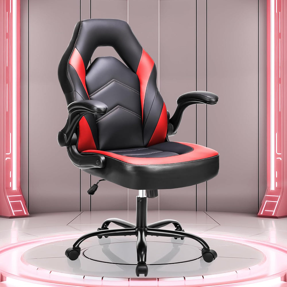 OLIXIS Computer Gaming Chair, Lumbar Support, Video Game | PU Leather, Flip-u...
