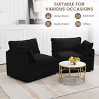 ROWHY Sectional 2 Seat Cloud Loveseat with 2 Throw Pillows, Modern Corduroy Love Seat Sleeper Bed, Convertible Cozy Sofa for Living Room and Office, Black