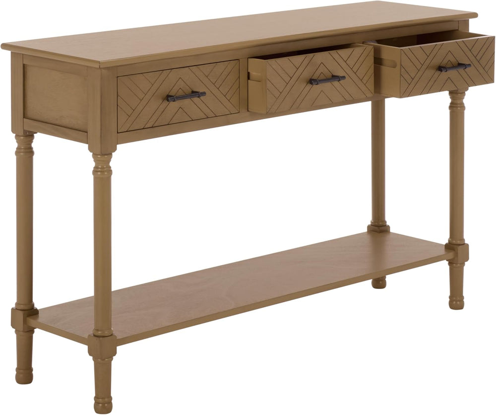 SAFAVIEH Home Collection - Peyton Desert Brown Console Table with 3 Drawers a...