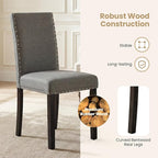 Giantex Dining Chairs Set of 4, Fabric Upholstered Parsons Kitchen Chair w/Nailhead Trim,Solid Rubber & Bent Wood Legs, Thick Padded Seat, Armless Side Chairs for Living Dining Room Restaurant, Grey