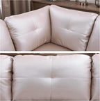 L-Shaped Sectional Sofa with Ottoman, Right-Facing Leather Modern Couch with Cup Holder for Living Room, Bedroom, Office, Persistent Pink