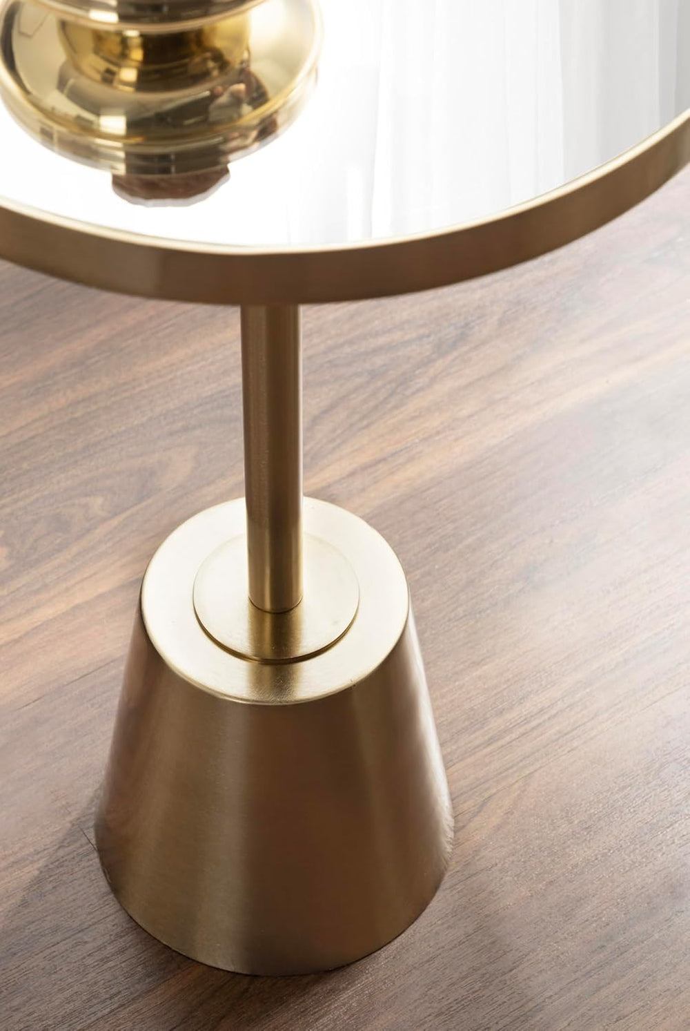 Kate and Laurel Tira Elegant Round Mirrored Side Table, 14 x 14 x 24, Gold, M...