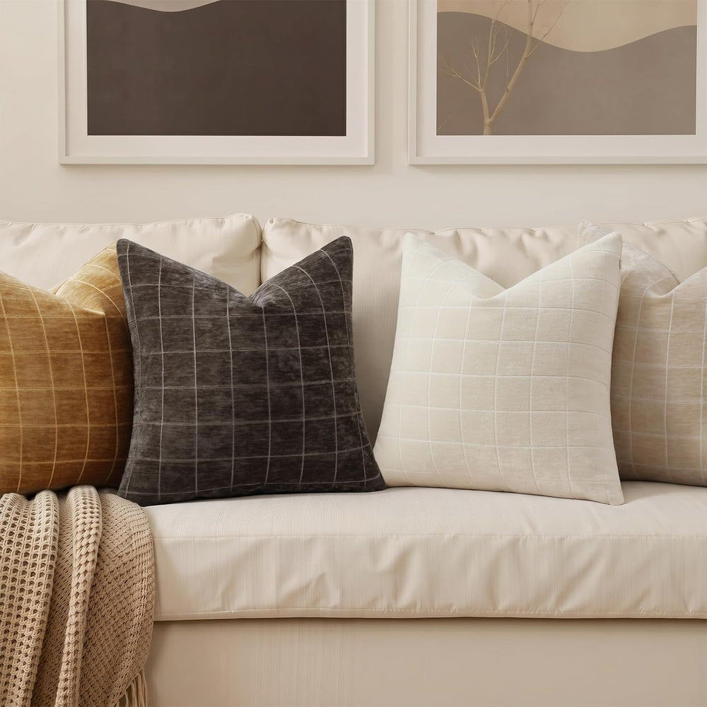 decorUhome Fall Plaid Rust Throw Pillow Covers 22x22 Set of 2