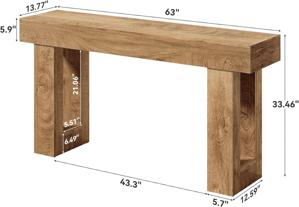 LITTLE TREE 63 Inches Long Sofa Table, Farmhouse Console Table for Entryway, ...
