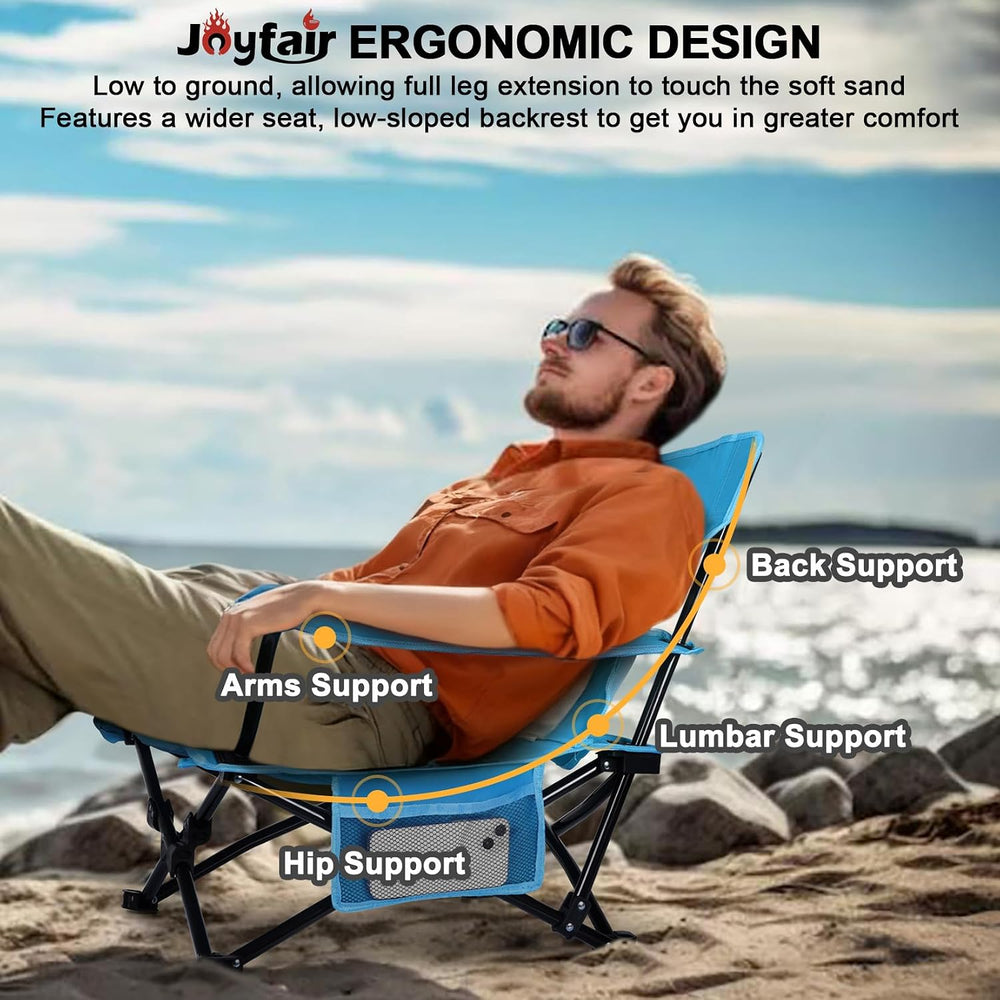 Joyfair Beach Camping Chair (2 Pack), Folding Chair for Adults (Blue) | Heavy...