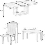 Ball & Cast 6 Piece Dining Table Set with 4 Upholstered Chairs & 1 Bench,Wooden Living Room Furniture for 6 W/ 78" Rectangle Kitchen Desk,for Restaurant,Home Bistro,Natural+Beige