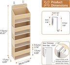 1 Pack 4-Tier Over the Door Organizer, Heavy-Duty Large Deep Pocket Hanging With 4 Large Front & 4 Side Pockets With for Pantry, Kitchen, Bathroom, Dorm, Beige