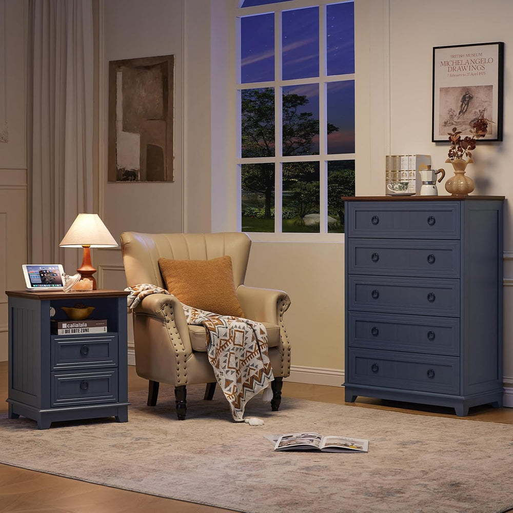 Joaxswe Farmhouse 5 Drawer Dresser for Bedroom, 42" Tall Small Dressers ...