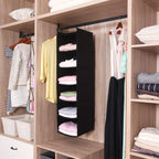 MAX Houser 6 Tier Shelf Hanging Closet Organizer, Closet Hanging Shelf with 2 Sturdy Hooks for Storage, Foldable (Black)