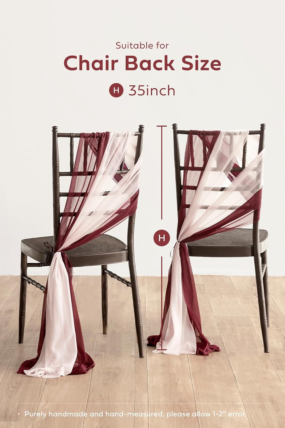 Ling's moment Chair Sashes, Wedding Aisle Decorations, Burgundy Pink Blus...