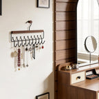 Wooden Jewelry Hanger 2-Pack, Hanging Jewelry Organizer with 16 Hooks, Tangle-Free Display for Necklace, Bracelet, Ring, Bangles, Perfect for Bathroom, Closet Door
