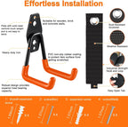Heavy Duty Garage Hooks 4 Pack, 7.7 inch U Shaped Long Hanger, with 2 Extension Cord Holder Organizer, Wall Mounted Storage System, for Power and Garden Tool Hanging， Ladders, Bikes, Hose