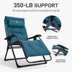 EVER ADVANCED Aluminum Zero Gravity Chair, 2.4" Padded, 350 lb Capacity | Oversized Reclining Lounge Chair with Adjustable Headrest and Side Table, Foldable for Camping, Patio, Lawn and Indoor Use