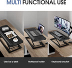 Omhuzsyo Standing Keyboard Tray Keyboard stand, Adjustable Height Keyboard and Mouse Riser for Desktop,For Ergonomic Sit Stand Workstations With Wrist Rest、Laptop Desk 26.7 x 11.7 Inch(Black)